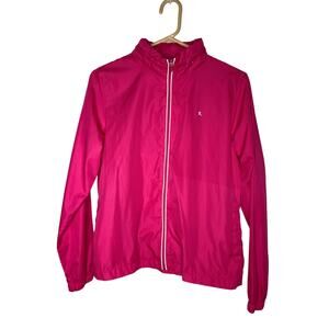 Danskin Pink & white medium hooded rain jacket